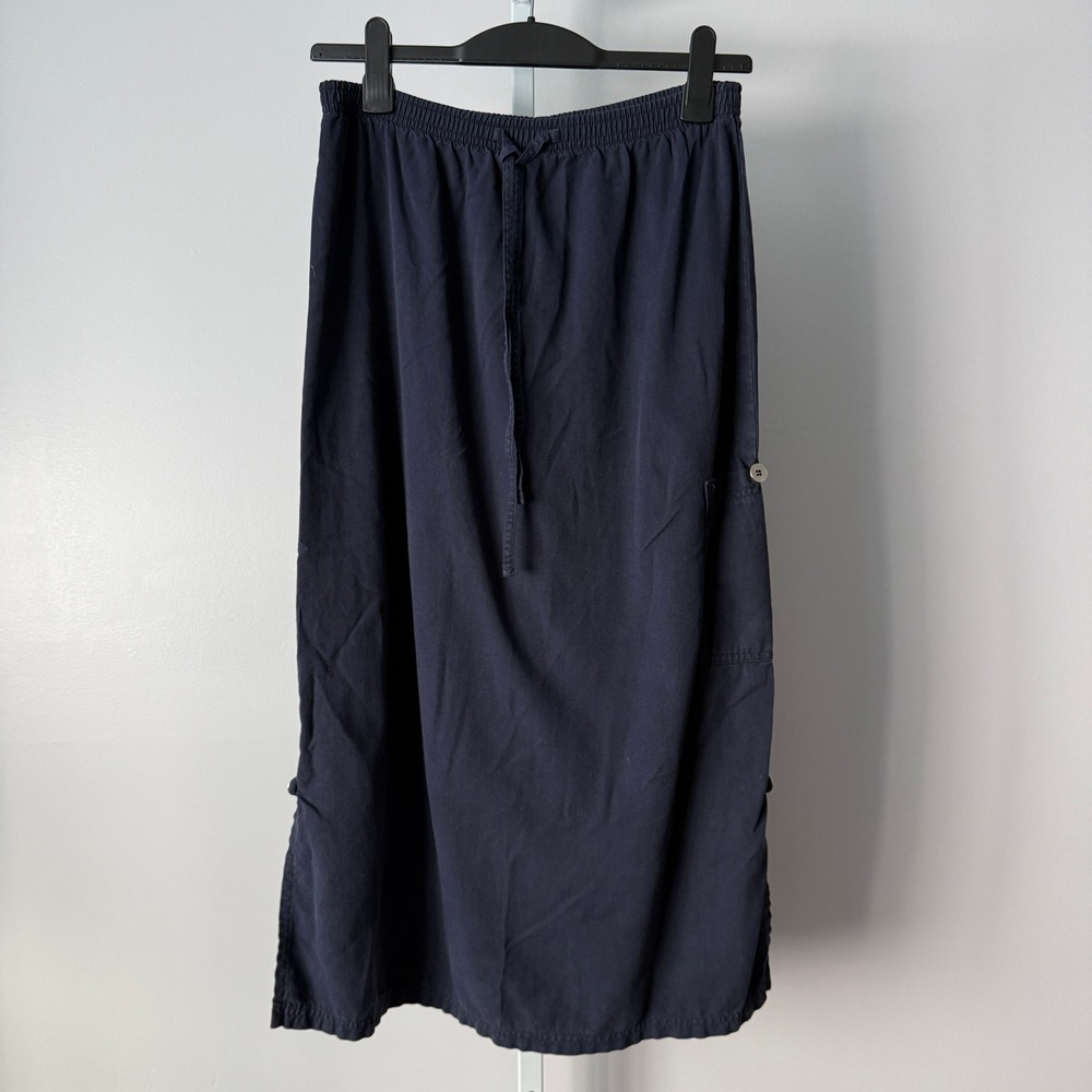 Melrose Studio M Navy Blue Midi Skirt Elastic Waist Cargo Utility Gorpcore